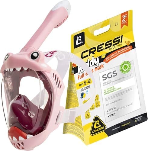 Cressi Kiddy Kids Full Face Snorkel Mask - Kids Snorkel Set with CO2-Safe Exhalation Valve - Soft Silicone Skirt & Swimming Mask Comfort - Family Owned Scuba Diving Equipment - Pink/Purple/White
