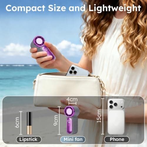 AUAUY Portable Handheld Mini Fan, 6 Adjustable Fan Speeds(Grey) — view 2