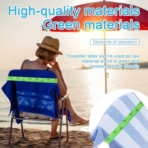 Weniubit 5 Pcs Towel Bands for Beach, Elastic Bands for Sunbed Towel, Windproof Sun Lounger Straps for Sun Loungers Pool Beach Chairs (40cm×5cm,Colorful) — view 4