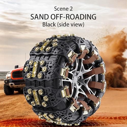Snow Tire Chains - Traction Support for Winter Driving | Hardened Steel Links with Adjustable Strap System, Road Grip Enhancement, Safety Accessory for Car Truck SUV Travel — view 6