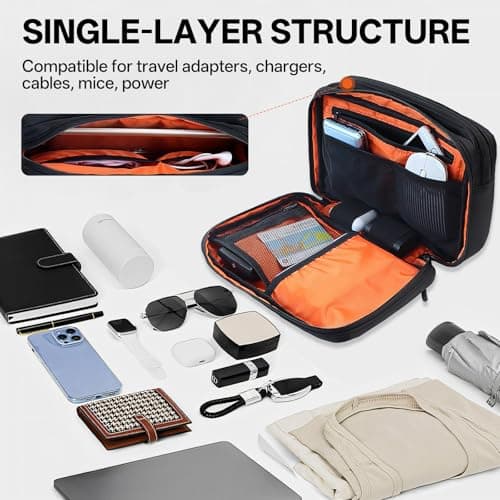 Teskyer Cable Organiser Bag, Travel Essential, 25 x 17 x 8 cm, Black — view 5