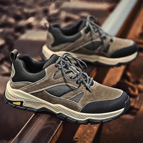 Maskjuwio Men's Hiking Shoes, Waterproof, Non-Slip Sports Shoes, Outdoor Trekking Shoes, Lace-Up Trainers, Shock Absorption, Rebound Trail Running Shoes, Leisure Fitness Shoes, Jogging, Walking Shoes — view 3
