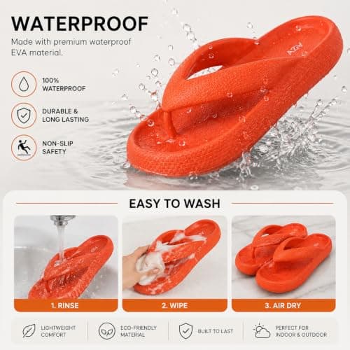 A2Z Women EVA Flip Flops Lightweight - Slider LDS 1304 Orange 3/4 UK — view 4