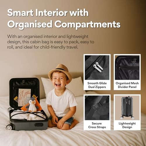 WORLD EXPLORER Dark Grey Cabin Suitcase 45x35x20cm, 30L ABS Shell, 4 Wheels — view 4