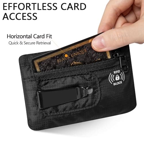 KOSMCCO RFID Blocking Clip Stash Pocket, Compact Hidden Travel Belt Wallet for Cards & Cash - Slim Pickpocket-Proof Design for Everyday Carry, Black, Medium (3.5x5.2"), Low Profile — view 6