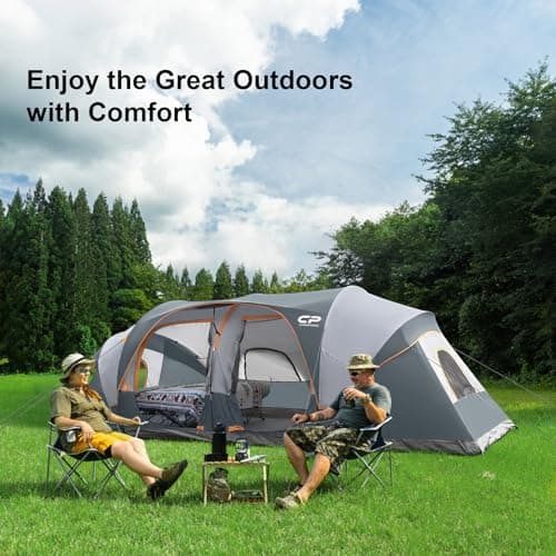 CAMPROS CP 12-Person Family Tent, 3-Room Tunnel Camping Tent, Waterproof — view 5