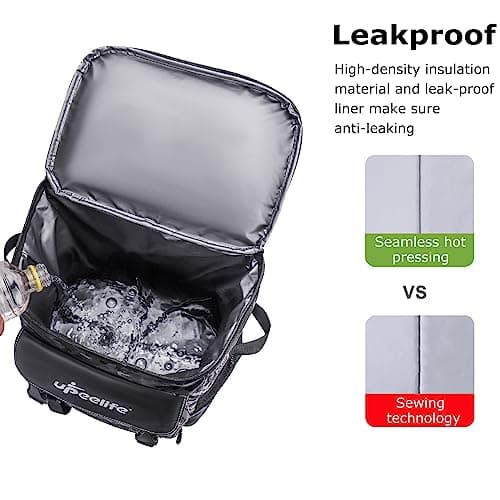 Upeelife Large Insulated Cooler Backpack, Waterproof Leakproof Cool Bag Rucksack Picnic Backpack, Black Camo — view 5