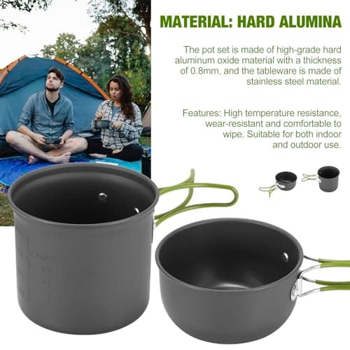 Camping Cookware Set with Camping Pots Pans and Bowls Set for 1-2 People — view 3