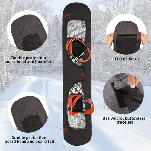 Snowboard Sleeve Soft Protection Cover,Adjustable Snowboard Protection Cover,Snowboard Travel Sleeve Suitable for 140 to 175 Snowboards,Snowboard Accessories for Snowboard Storage Travel Transport (M) — view 3