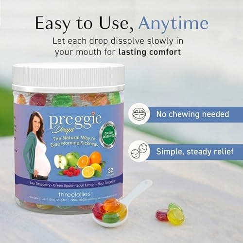 Preggie Pop Drops Pregnancy Nausea Relief Morning Sickness Relief with Essential Oils for Pregnant Women - Natural Flavor Variety Pack, 32 Count — view 6