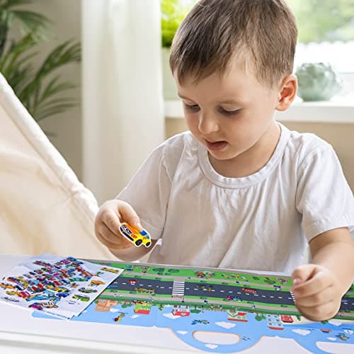 ASTARON Reusable 3D Puffy Sticker Book for Kids, 88 Pcs Cute Waterproof Vehicles Stickers, Puffy Sticker Game Travel Stickers and Educational Sensory Learning Toy（3-6 Age） — view 5