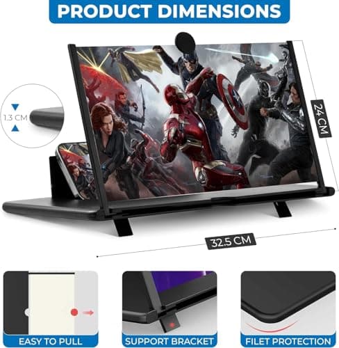 BAONUO Phone Screen Magnifier 14 Zoll, HD Mobile Phone Amplifier with Foldable Stand Holder, Movie Screen Magnifying Design Screen Amplifier, for All Smartphone — view 3
