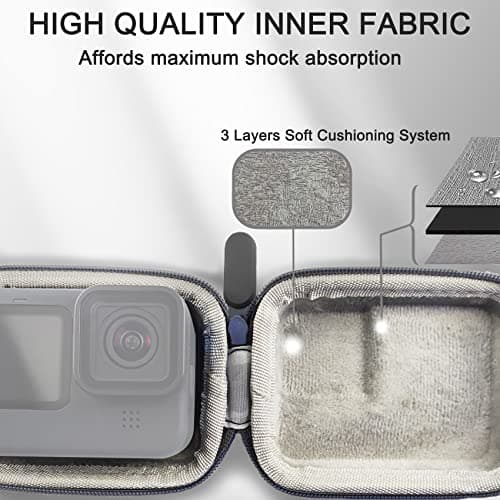 FiTSTILL Black Mini Carrying Case Compatible with Go Pro Hero 12/11/10/9/8/7/(2018)/6/5 Black,DJI Osmo Action1/3,AKASO,Campark,Action Camera — view 4