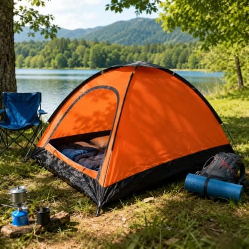 2 Man Pop Up Dome Tent Waterproof Camping Tent with Carry Bag, Instant Pop Up Shelter, 1500mm Hydrostatic Head, Lightweight Festival Hiking Fishing Tent, Mesh Door, 200 x 140 x 105cm — view 3