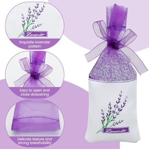 100Pcs Lavender Bags Empty, Purple Drawstring Lavender Bags for Wardrobes — view 4