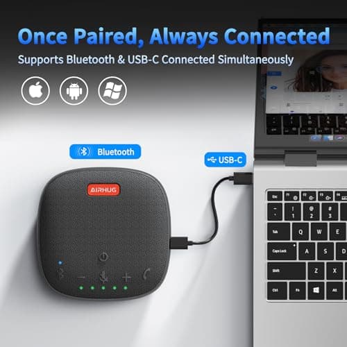 AIRHUG Conference Speaker and Microphone, Bluetooth & USB Speakerphone — view 3