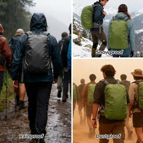 Lethra 2PCS Waterproof Backpack Rain Cover, Waterproof and Dustproof Bag Rain Cover, Rucksack Rain Cover for Outdoor Traveling, Climbing, Hiking, Camping, Black and Army Green (30-40L) — view 6