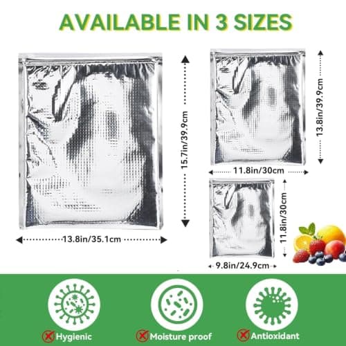 5PCS Aluminum Foil Insulated Bag,Thermal Cooler Bag Food Storage Insulated Sandwich Bags Reusable Sealed Leakproof Freezer Vacuum Pouch with Zipper for Lunch Bento Camping Picnic, 3 Size (25 * 30cm) — view 3