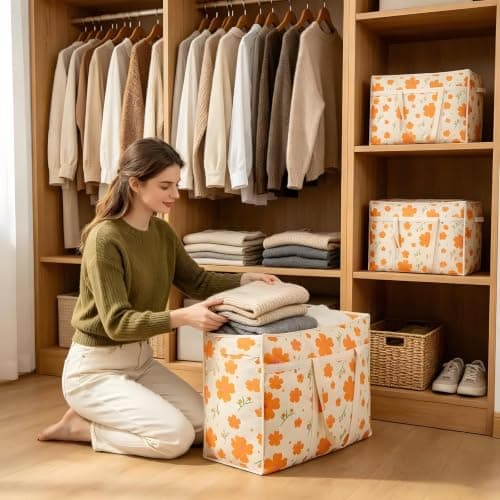 Hittriu 3Pcs 58L Large Clothes Storage Bags, Moving Bags with Handle & Zip — view 2