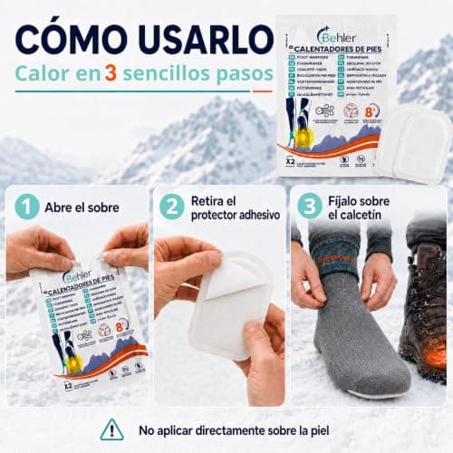 Behler Foot Warmers 10 Pack (5 Pairs) Heat Patches Air Activated Stickers Up to 8 Hours Natural Heat for Skiing, Hiking, Camping, Hunting and Outdoor Work — view 4