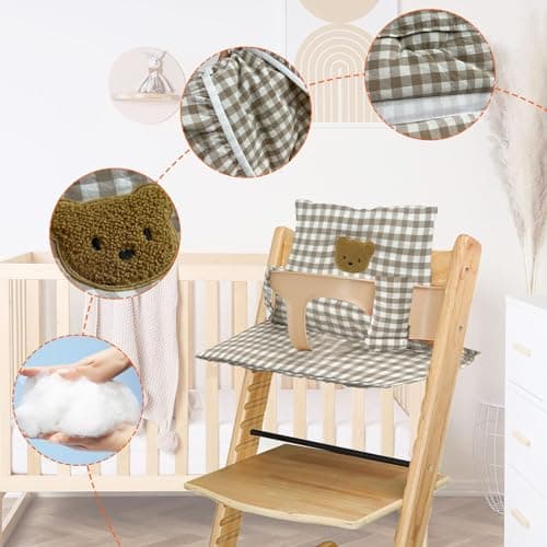 Seat Cushion for Stokke Tripp Trapp High Chair, Non-Slip High Chair Seat Cushion Set, Organic Cotton Baby Seat Cushion, Replacement Cover Seat Cushion for Highchair, Baby Chairs with Bag (02) — view 3