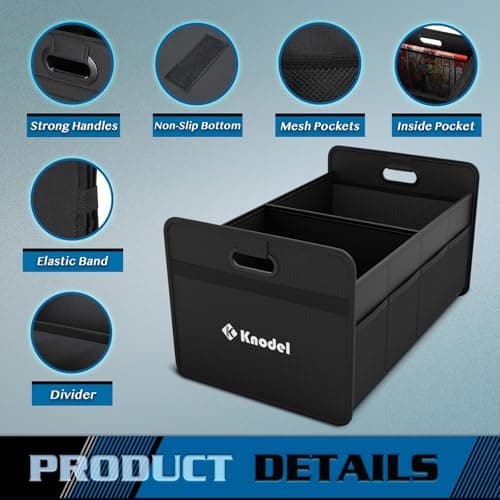 K KNODEL Car Boot Organiser, Foldable Car Boot Storage (Medium, Black) — view 3