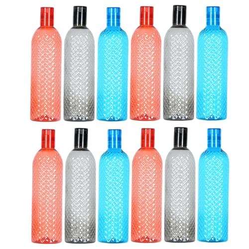 EcoWise Reusable Plastic Water Bottles - 1 Litres, 12-Pack, Drinking Juice Crystal Water Bottles with Leakproof Cap, Lightweight, Durable & BPA-Free for Home Office School Outdoor Sports Gym — view 3