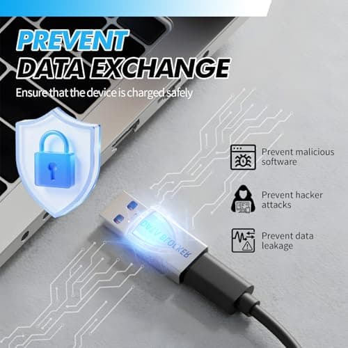 Xevtrak USB Data Blocker with Secure Charging, Usb A to A, Compact and Portable Data Blocking Adapter, Protection Against Data Theft for Safe Charging in Public Places, Silver 2PCS — view 3