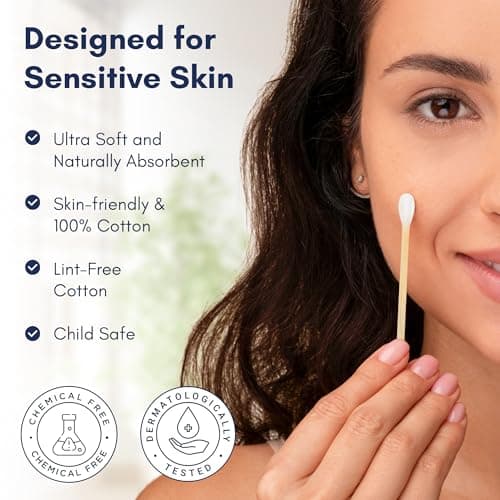 Blue Dot Cotton Wool Buds (Pack of 200) – Double-Ended Soft & Gentle Cotton Buds for Delicate Skin, Made from 100% Pure Cotton Plastic-Free, Ideal for First Aid, Baby Care, and Beauty Use — view 3
