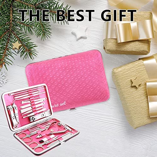 Uliya Manicure Set Professional Nail Clipper Kit Pedicure Tools (Pink) — view 6
