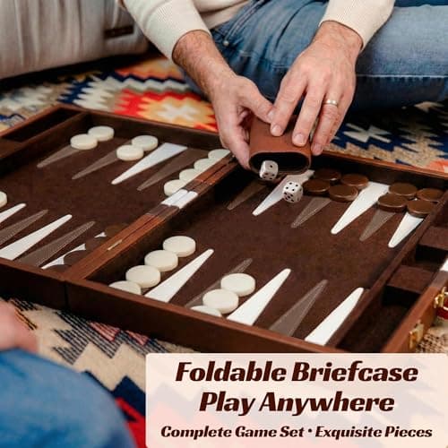 Backgammon Set, 11" Travel Board Game with Premium PU Leather Case& Dices — view 6