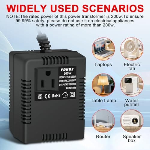 300W Step-Down Power Supply voltage converter 220V/240V to 110V/120V(UK Plug), Smart and Efficient Temperature-Protected Adapter, Suitable for WiFi, POS Machines and Power Bank — view 4