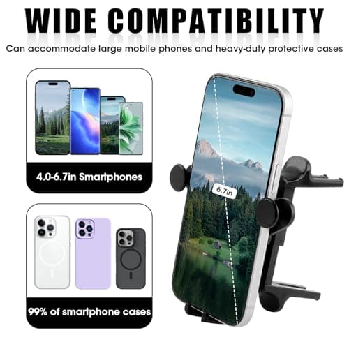 Car Phone Holder for Mercedes Benz C/E/S Mini Cooper Audi-TT Ford Jeep Adjustable Round Phone Car Vents Mount for All Circular Air Vents Compatible with iPhone 16/15/14 Pro Max Samsung Smartphone — view 6