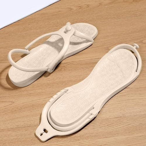 Women Summer Lightweight Flat Travel Portable Non-Slip Sandals for Beach Pool Bath Public Hotel Cruise, beige, 9.5 UK — view 4