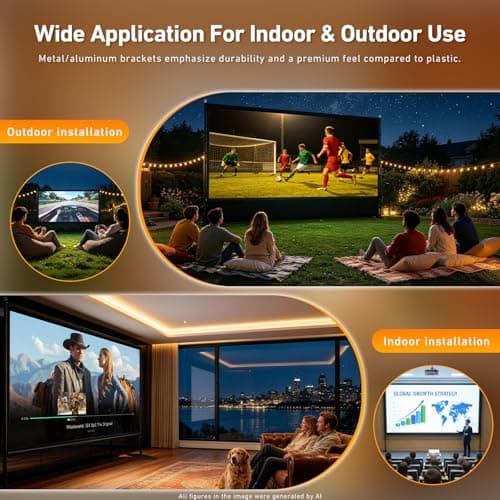 150 inch Projector Screen with Stand, 16:9 4K HD Portable Outdoor Movie Screen, Wrinkle-Free Foldable Indoor Projection Screen with Carry Bag & Ground Nails for Backyard Cinema Home Theater — view 6