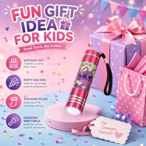 SRV Hub 9 LED Mini Flashlight Pink, 8.7cm Aluminium Kids Torch with Wrist Strap, Compact Pocket Light for School, Travel, Camping, Outdoor Adventures, Birthday Gifts and Party Bags — view 6