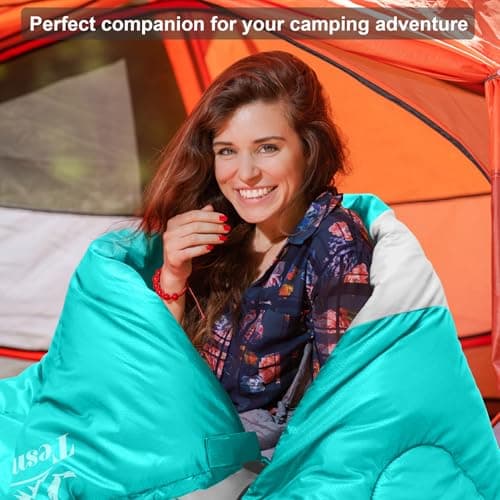 Tesmien Sleeping Bag for Adults & Kids 3-4 Season Warm Weather and Winter Lightweight, Waterproof for Teens, Men's Indoor & Outdoor Camping/Traveling/Hiking, Lake Blue — view 6