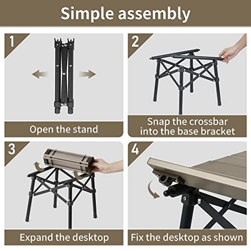 Naturehike Camping Table Folding Table Aluminium Portable Folding Chair Ultralight Camping Table Small Table for Garden Hiking Camping （Gold-S） — view 5