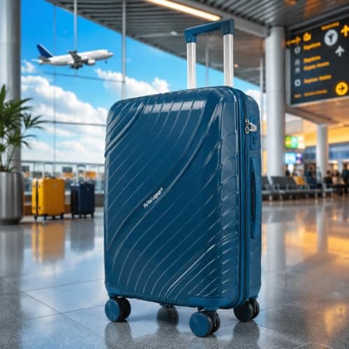 Fly Kite Luggage Carry On Cabin Suitcase 55 x 38 x 22 cm, 20 inch - 100% Polypropylene Hard Shell Aluminium Trolley Handle Real TSA Secure Lock 3 Digit 360° Smooth Wheels Lightweight Teal Blue — view 4