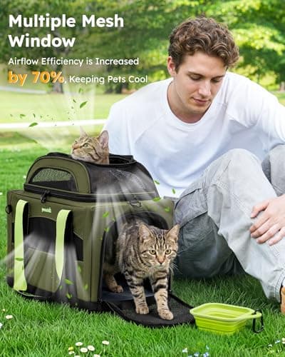 pecute Cat Carrier Top Expandable, Extra Stable Cat Carrier Bag, Green — view 6