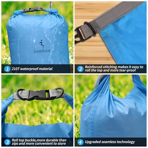 ioutdoor Dry Bag Set,2L/5L/10L/20L Waterproof Dry Sacks (Blue 5L+10L) — view 3