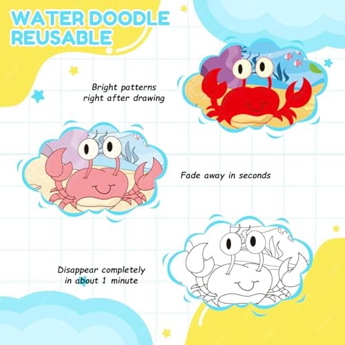 2Pcs Mess Free Water Colouring Books, Magic Water Doodle Painting Book — view 4