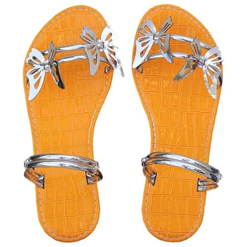 Generisch Women Flat Sandals Casual Slide Flip Flops Rhinestone Design Comfortable Beach Summer Outdoor Shoes, silver, 6 UK