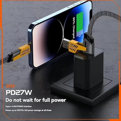 VEN-DENS 4 in 1 Multi Charger Cable | 65W Fast Charging Multi-Port Cable | USB A/C to Lightning & USB C | 120CM Nylon Braided Compatible with iPhone 16/15/14/13/12 Pro Max, MacBook Samsung Galaxy — view 4