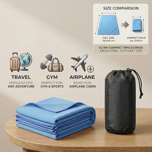 HomlyPro Microfibre Towel Extra Large 180x90cm - Quick Dry, Lightweight, Super Soft, Compact Bath Towel for Gym, Travel, Beach, Swimming, Camping, Hiking & Yoga (Blue) — view 4