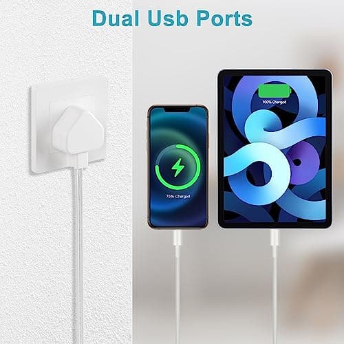 CHARGEWAY Dual Port USB Plug Adapter, 2.1A, Pack of 3, White, UK — view 4