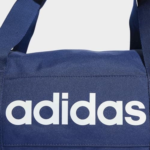 adidas Unisex Essentials Linear Duffel Bag Duffel Bag, Dark Blue/White, XS — view 5