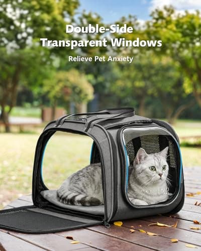 pecute Cat Carrier Stable, Large Space, Pet Carrier Bubble Window,Grey — view 3