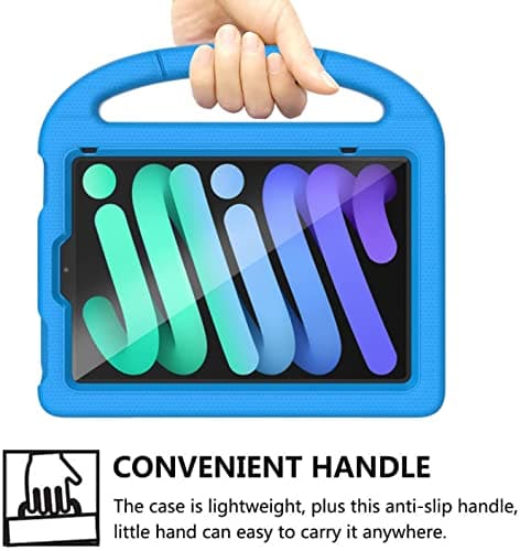 2024 Newest iPad Mini 7(A17 Pro)& iPad Mini 6 (A15) 2021Tablet Case for Kids (7th/6th Generation),Lightweight Shockproof Kid-Proof Cover Built-in Screen Protector with Handle Stand Tablet Case -Blue — view 4