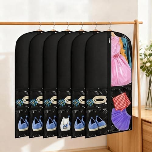 Dance Garment Bag for Kids, Foldable Costume Storage with Zipper, Waterproof Clothes Covers, Clothes Protector for Dresses & Suits, Travel Hanging Duffle (Black) — view 6